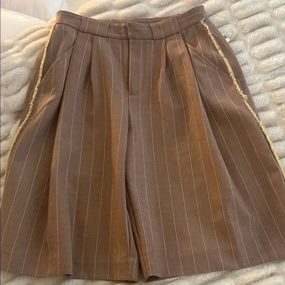Anthropologie Brown Pinstripe Women's Shorts